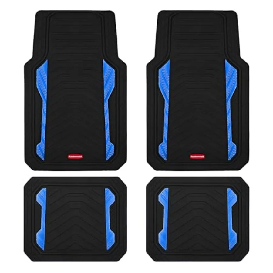 

Car Floor Mat, Heavy Duty All-Weather Car Mats Full Set with Dual-Tone Aluminum Inserts Universal Fit, Anti-Slip Backing, Trim-