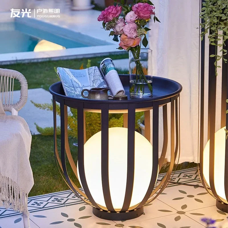 

Garden Lights Outdoor Waterproof Solar Powered Landscape Decorative Lighting Modern Villa Balcony Courtyard Floor Lamp