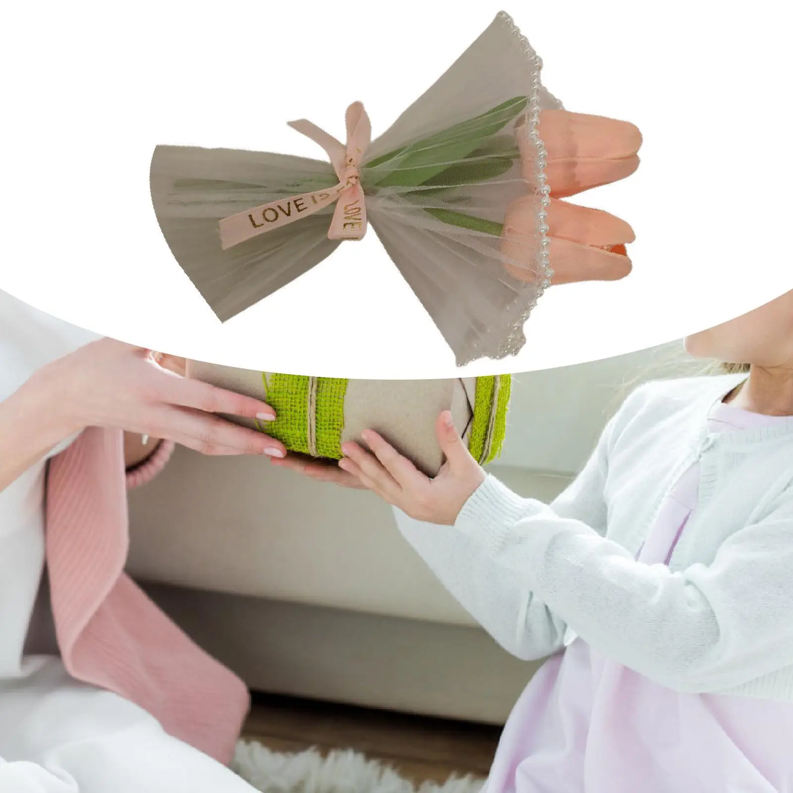 Tulip Bouquet Artificial Flower Floral Arrangement Decorative Decor for Mother