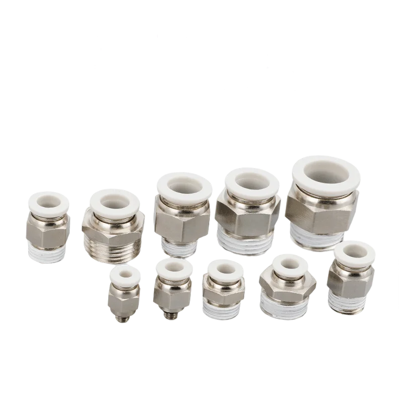 10pcs Pneumatic quick Fittings thread through PC6-01 8-02 10-12-03 04 white pneumatic quick plug connector