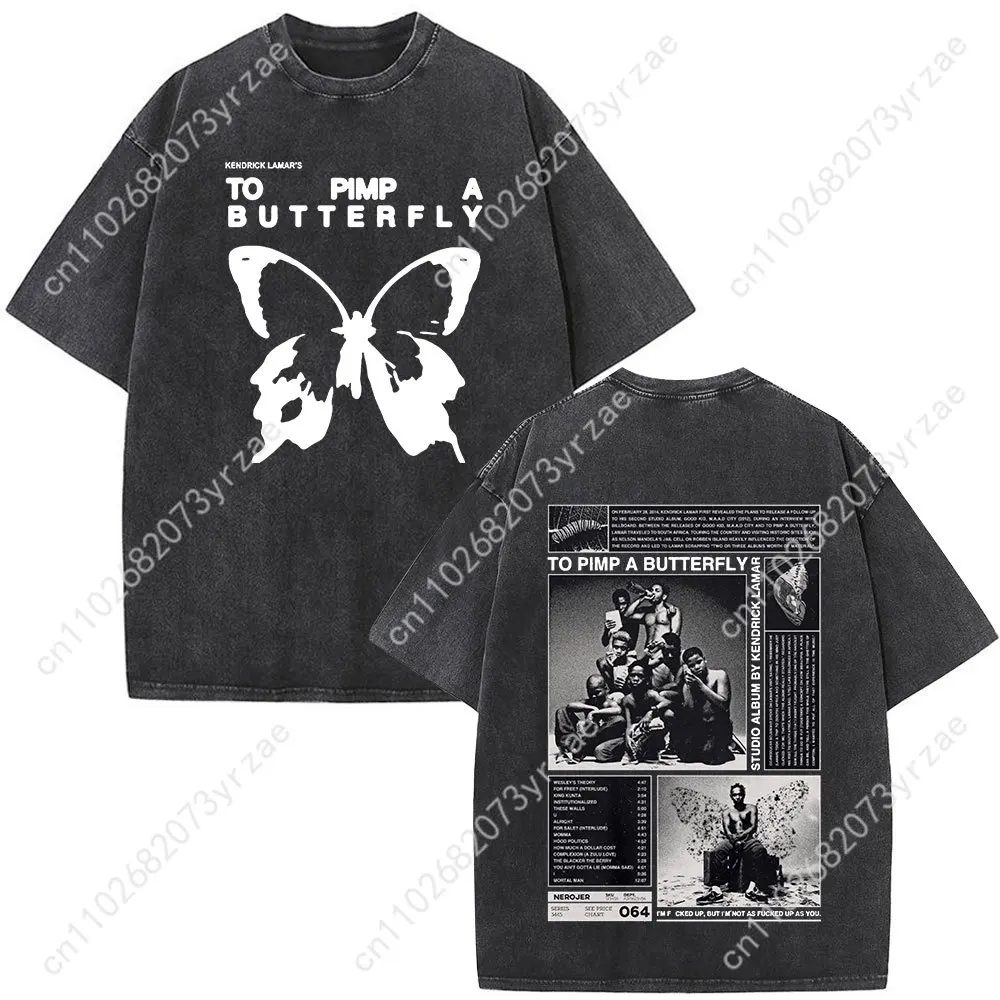 كندريك لامار إلى القواد فراشة الرجعية التي شيرت رجل امرأة عالية الجودة القطن قصير الأكمام موضة تي شيرت لينة تنفس القمم #1