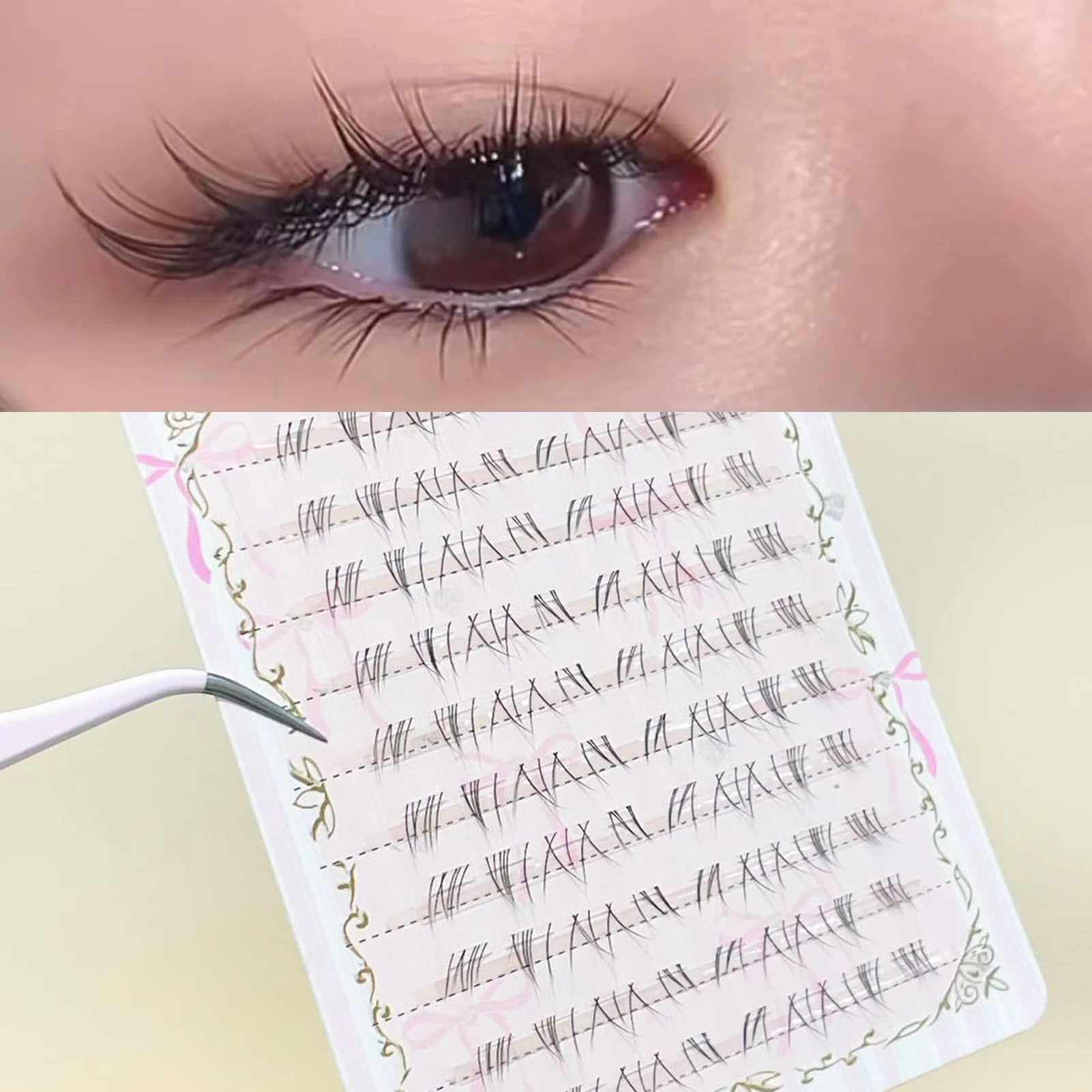 10 صفوف من الرموش الصناعية على طراز المانغا الطبيعية ذاتية اللصق خفيفة الوزن ثعالب سفلية رموش اصطناعية تمديد مكياج عيون مثالي