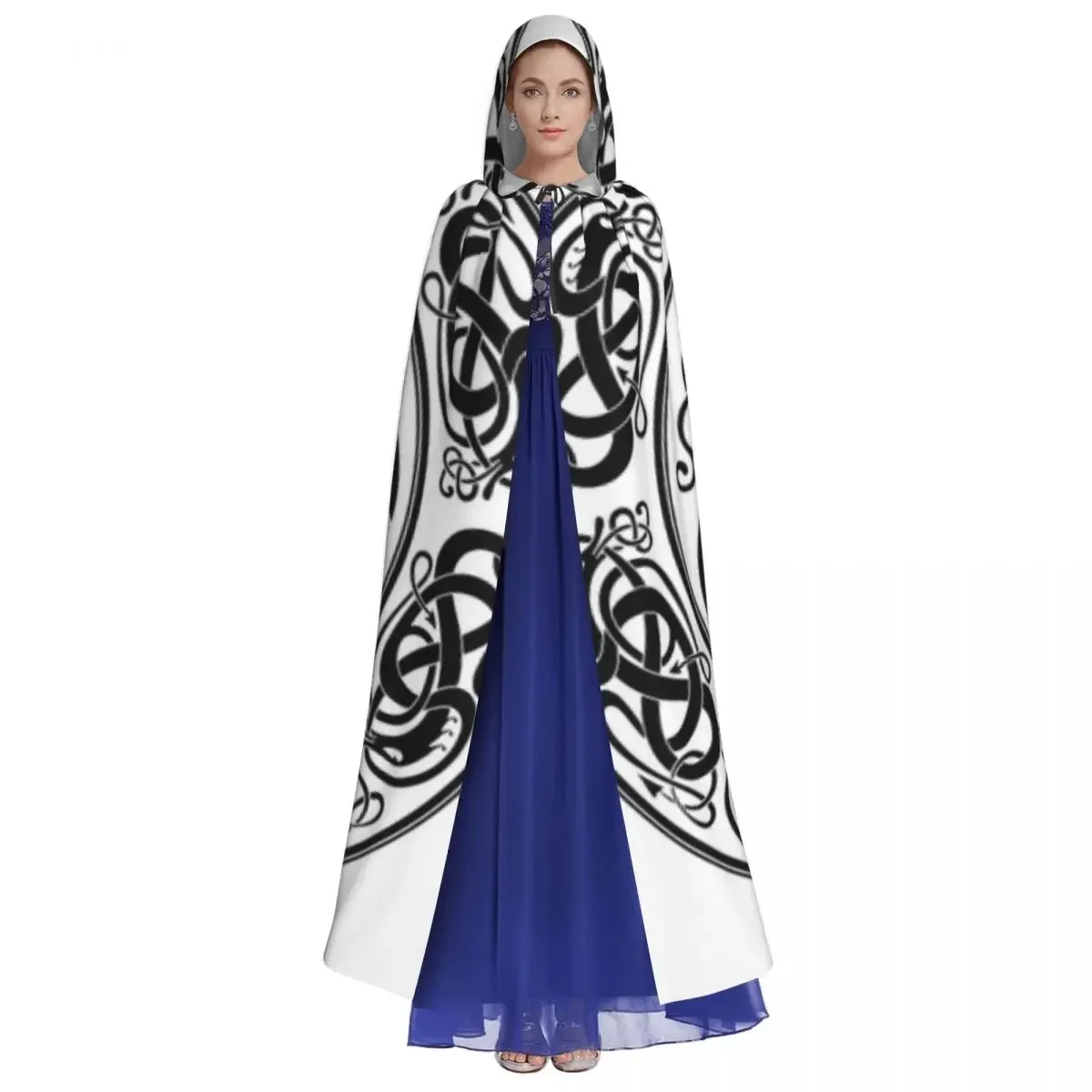 Celtic Triskele Hooded  Polyester Unisex Witch Cape Costume Accessory