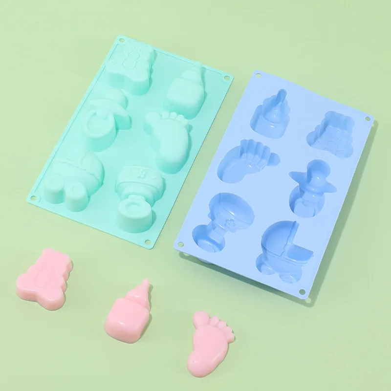 Cute Feet Pacifier Baby Carriage Shape Soap Silicone Mold for DIY Chocolate Candy Handmade Ornaments Plaster Candle Fondant Mold