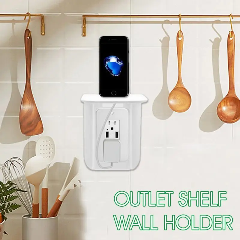 Socket Speaker Shelf Outlet Organizer Stand For Wall Socket Floating Shelves Home Organization Shelf For Bathroom Kitchen