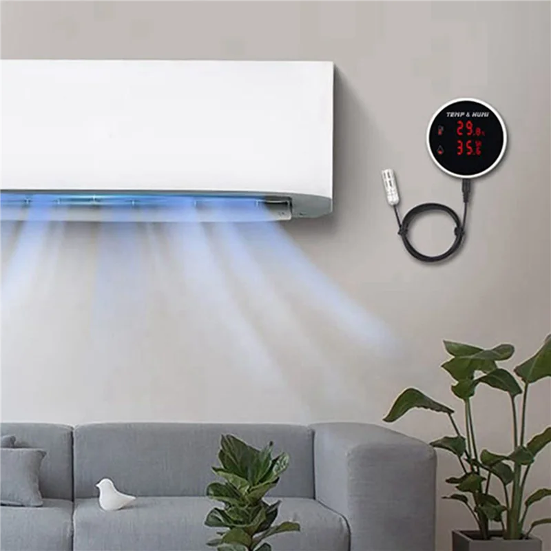 

ABKQ-3X Tuya Wi-Fi датчик температуры и влажности внешний зонд цифровой ЖК-дисплей комнатный термометр гигрометр вилка европейского стандарта