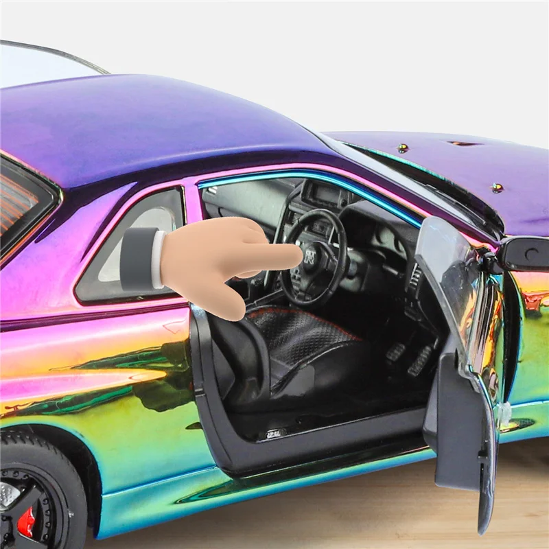 1:24 Skyline GT-R GTR R34 Metalowy Model Samochodu Sportowego z Odlewu, Elektroplaterowany, Model Wyścigowy z Dźwiękiem i Światłem, Zabawka dla Dzieci, Prezent