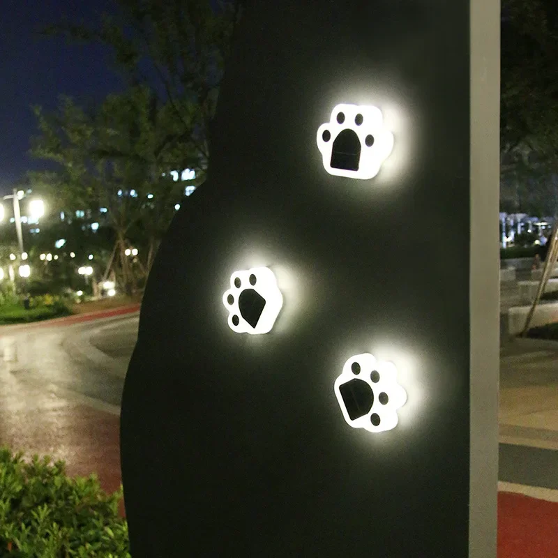 Imagem -04 - Outdoor Impermeável Led Luz Solar Cão Gato Pata Luz à Terra Rua Luz Jardim Lâmpada de Parede Caminho Decoração Iluminação Pegada Pcs