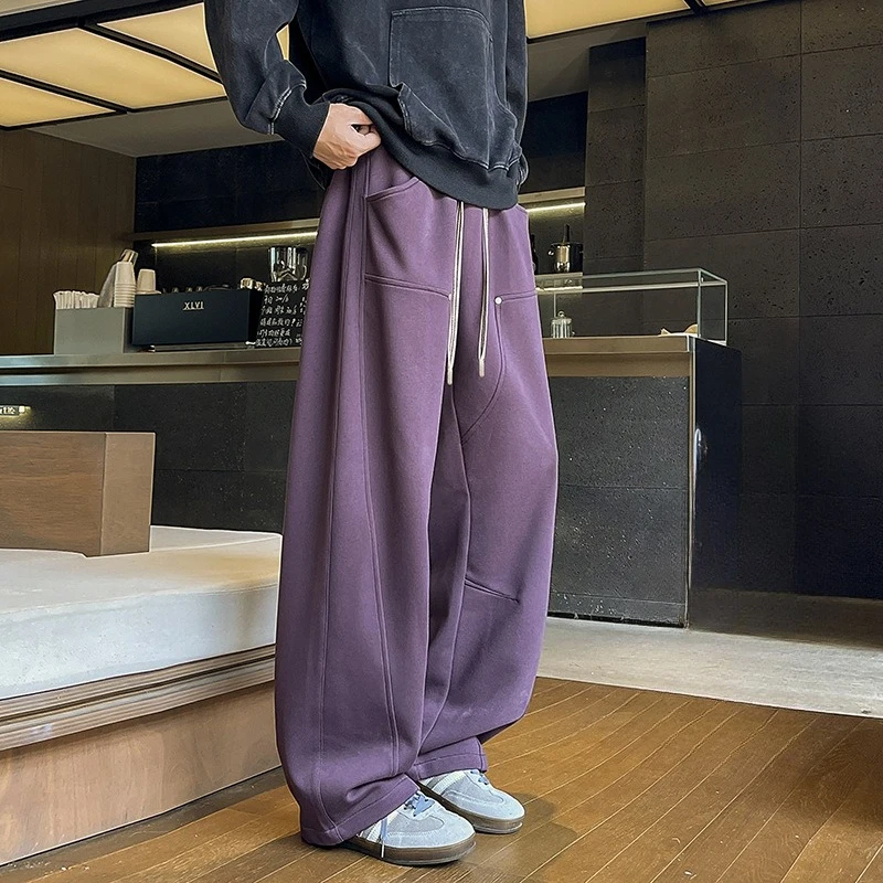 

Heavyweight Solid Color Sweatpants Oversized Comfortable Loose Joggers for Home Travel Everyday Wear