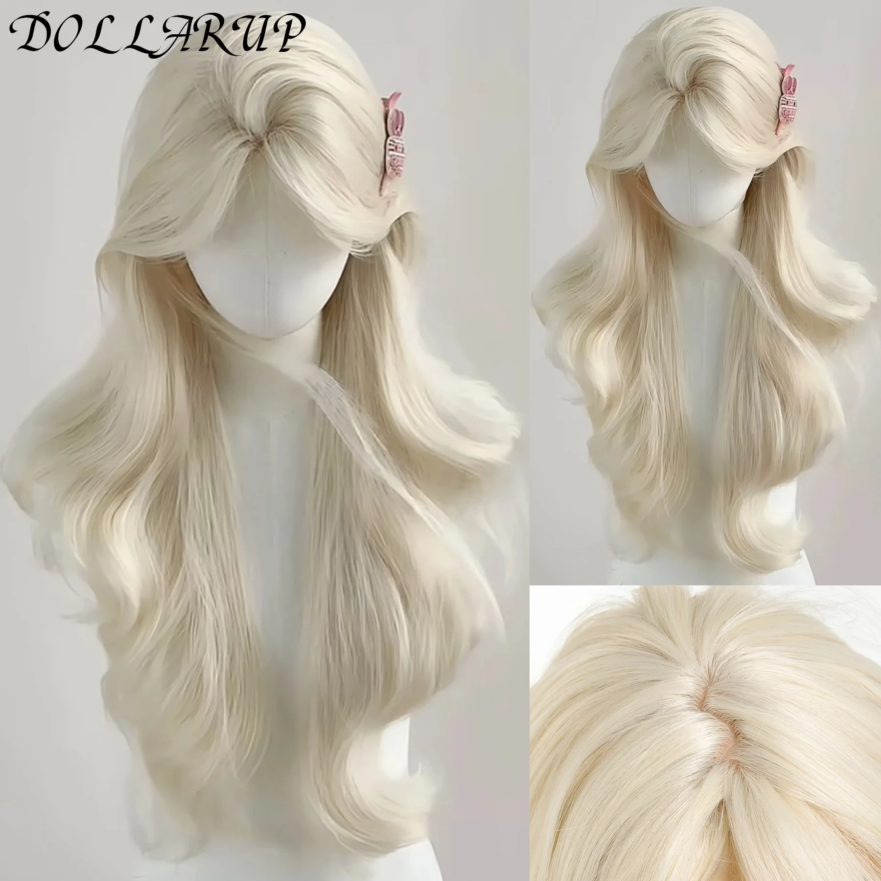 

JKL Объемная волна Парик фронта шнурка Выделите пепельно-русый кружевной фронтальный синтетический парик Предварительно сорванный длинный волнистый синтетический парик шнурка для женщин