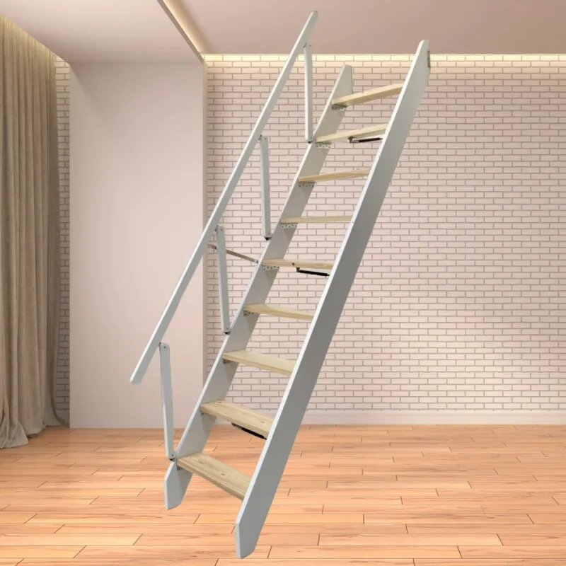 Folding ladder folding handrail attic compartment duplex climbing ladder  solid wood stairs can be customized for home use