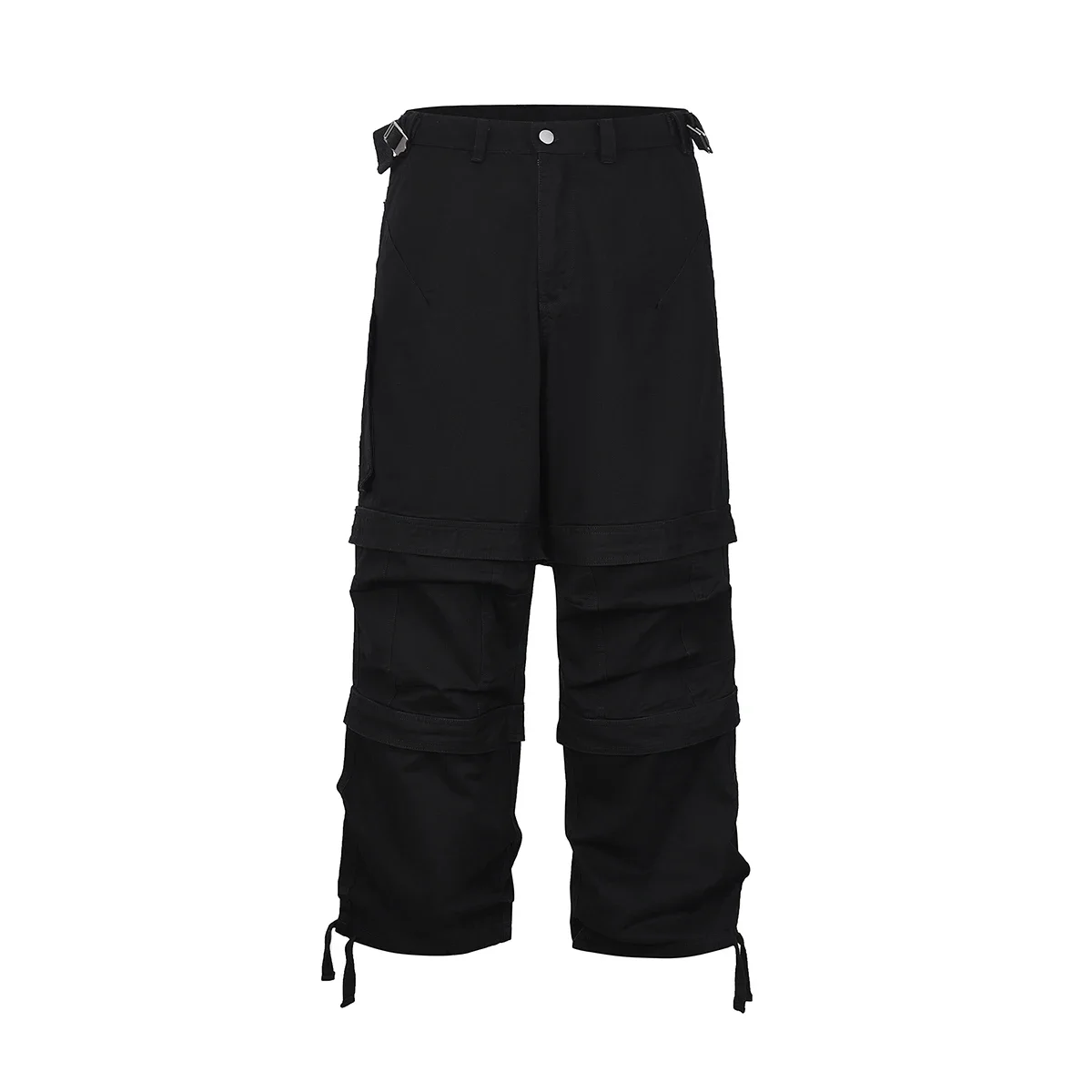 Harajuku Vibe Style Multi-pockets Baggy Cargo Pants for Men and Women Straight Loose Casual Drawstring Feet Overalls Oversize