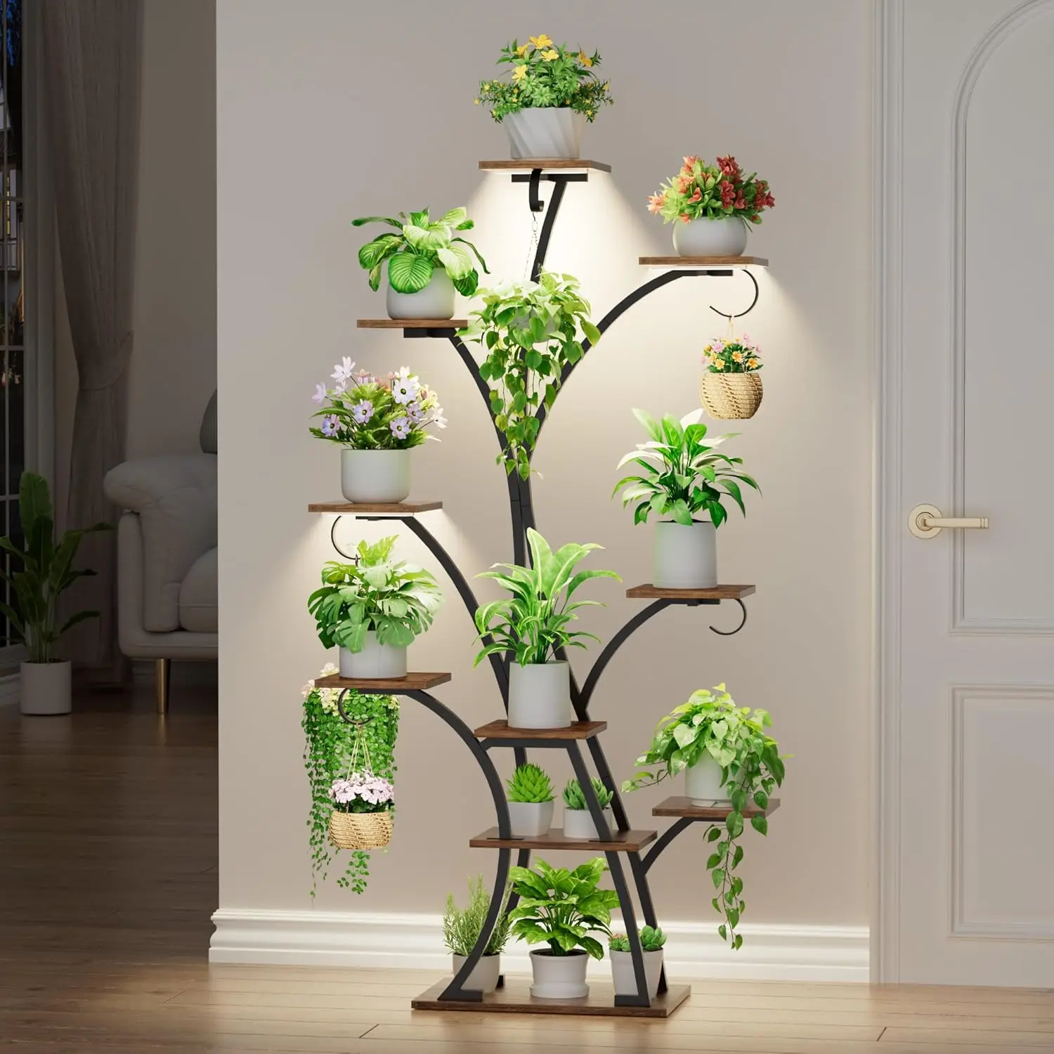 Indoor Plant Stand with Grow Lights, 10 Tier Flower Display Shelf, 64