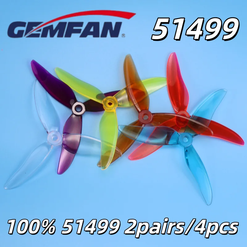 Gemfan Hurricane 51499 Props 5 Inch 3-Blade CW/CCW PC Propeller for RC Drone FPV Racing 2207 2306 Motor Nazgul5 LAL5 4PCS/2Pairs