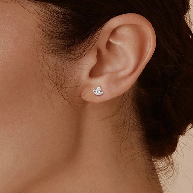 Smyoue Marquise Cut 3 Gems All Moissanite Stud Earrings for Women Sparkling Jewelry Lab Diamond Pure 925 Sterling Silver Earring