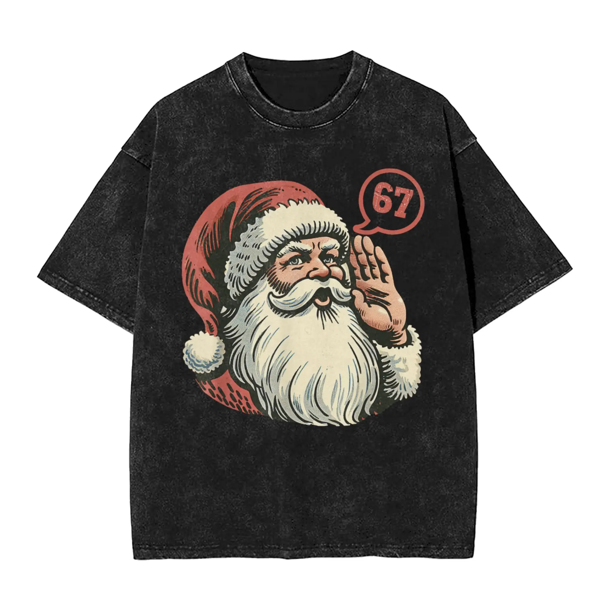 Fun 67 Christmas Funny Six Seven Meme Brainrot Santa Claus T-Shirt Men Crew Neck Cotton T Shirt Short Sleeve Tee Shirt Gift Idea