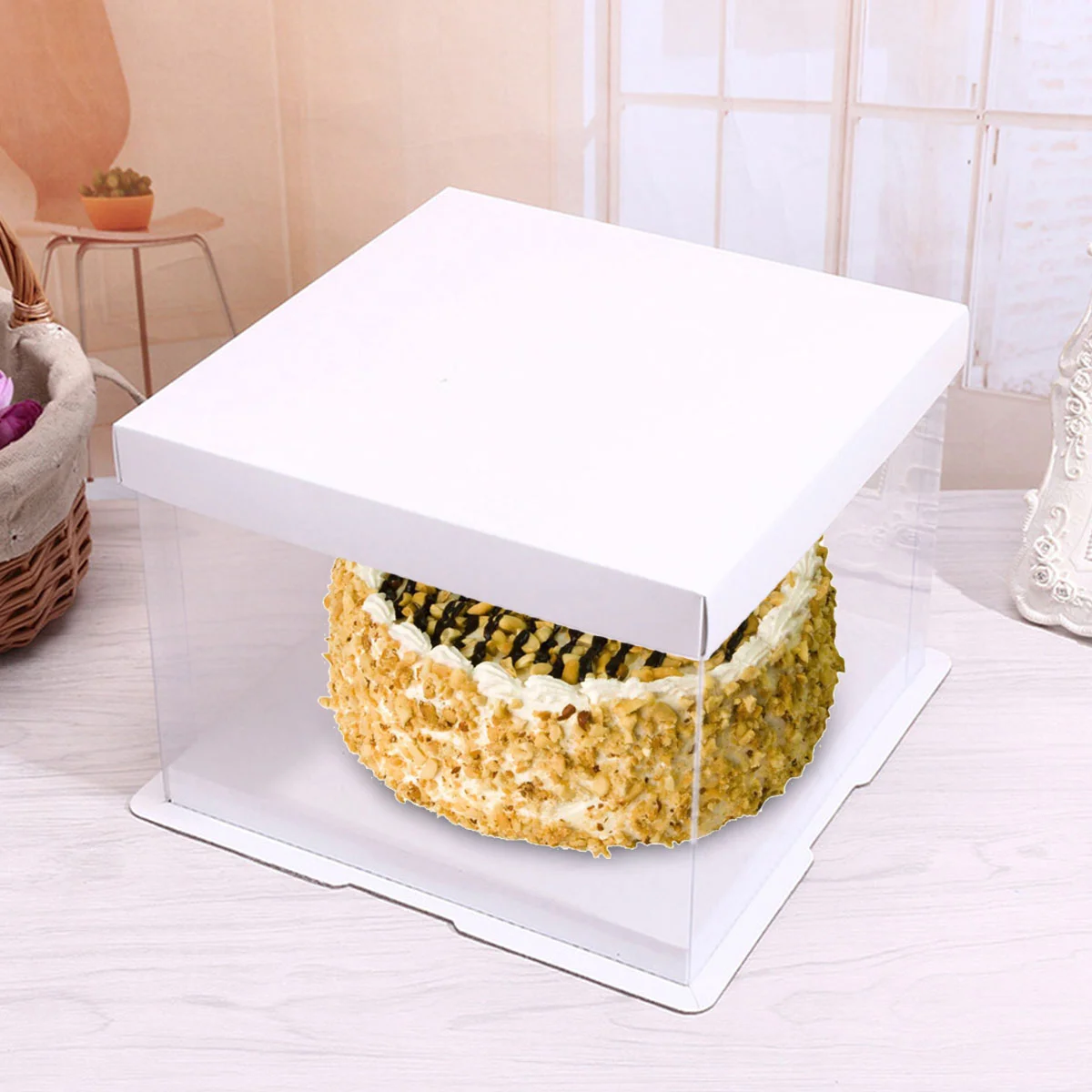 

4pcs Cake Packaging Box Cake Container Transparency Cake Box Cake Wrapping Box