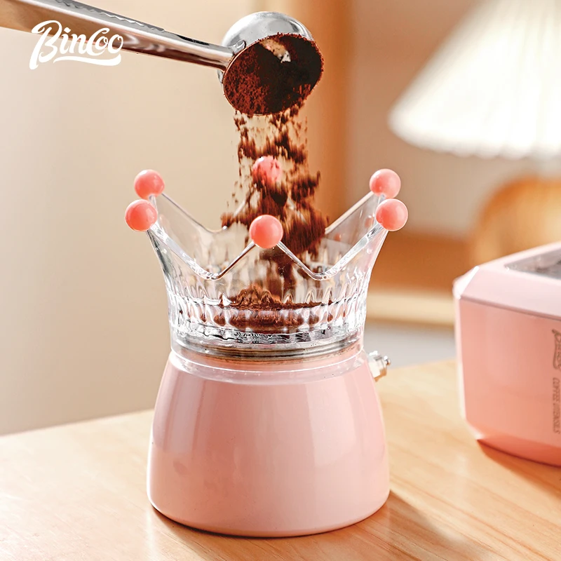 

Bincoo Crown Style Moka Pot Distributor - Professional Coffee Powder Leveling & Tamping Tool with Calibration Base