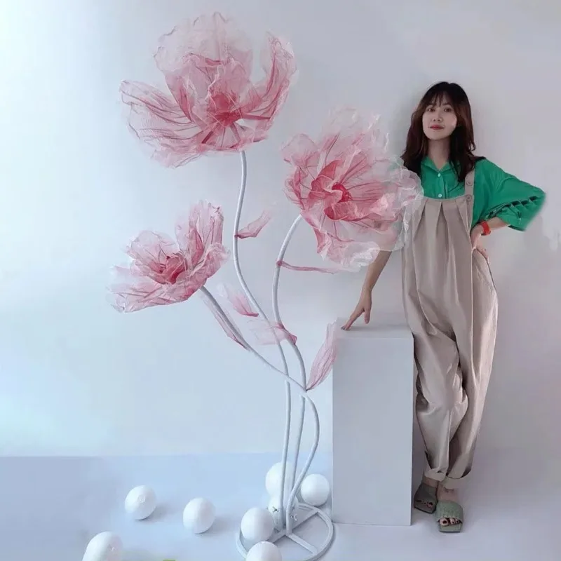 

【Hot Sale】 Wedding Backdrop Decor Props 190cm Silk Yarn Flower Poppy Window Display Wedding Stage Layout Road Lead Flower Garden