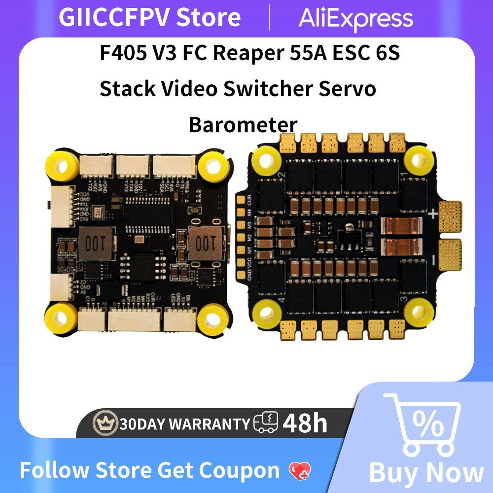 GIICC F405 V3 FC Reaper 55A ESC 6S Stack Video Switcher Servo Barometer for RC FPV Racing Drone