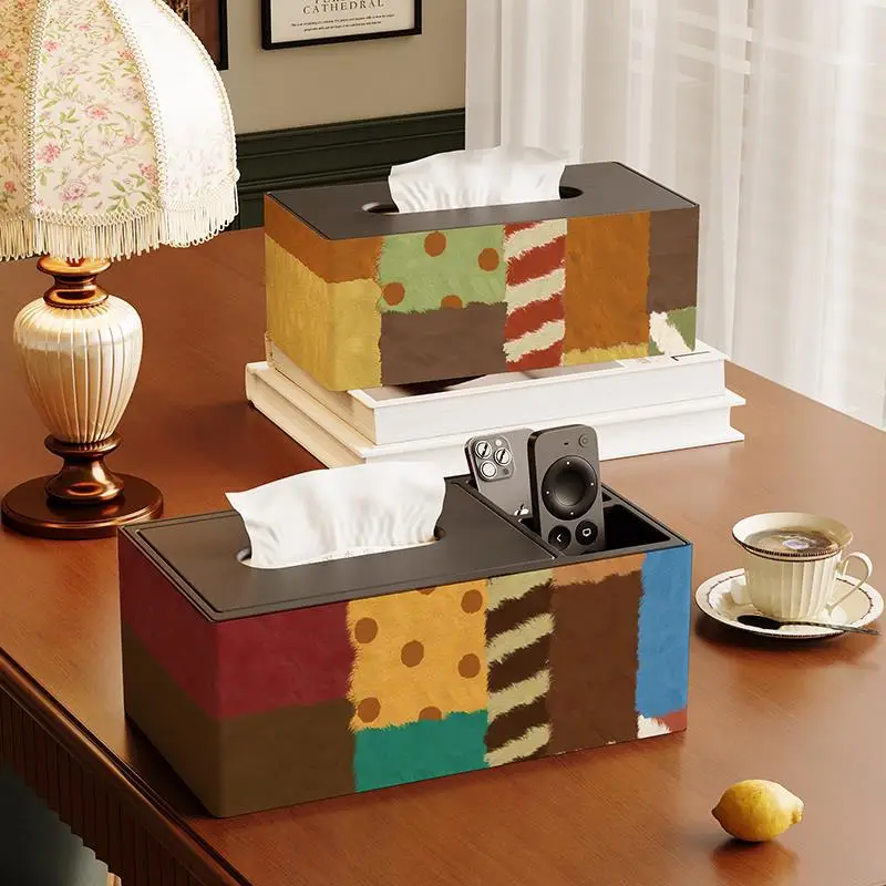 American-style Wood Tissue Box Remote Control Organizer Modern Minimalist Drawer-style High-end Light Tissue Box