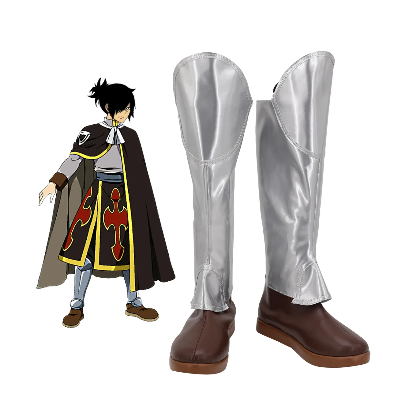 

Fairy Tail Rogue Cheney The Shadow Dragon Cosplay Boots Silver Shoes Custom Made