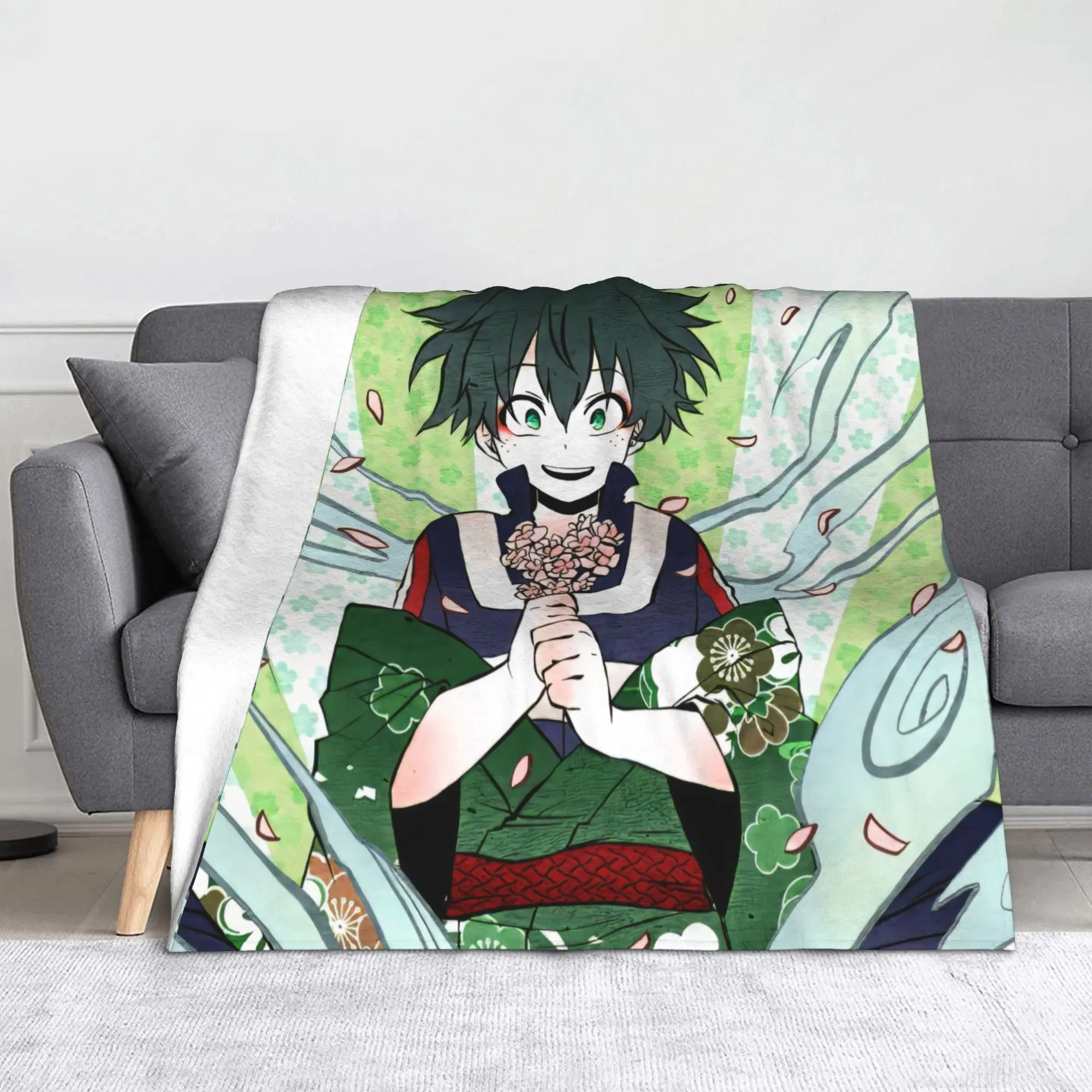My H-Hero A-Academia Anime Blankets Velvet  Print Deku Izuku Midoriya Lightweight Thin Throw Blanket for Bed Bedding Throws