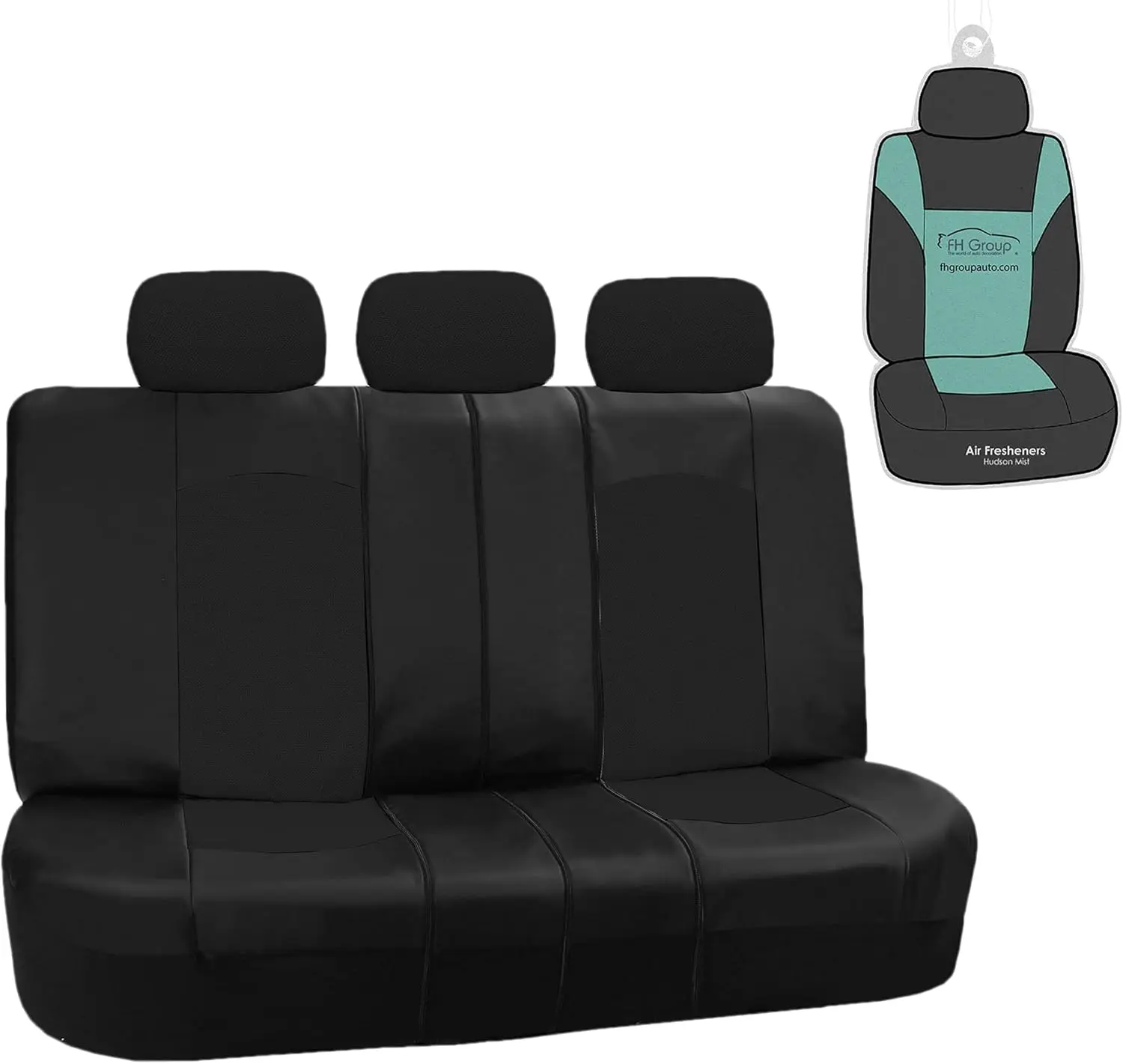 

Highest Grade Faux Leather Split Bench Seat Cover, Rear Set - Universal Fit for Cars Trucks & SUVs (Solid Black) PU008013
