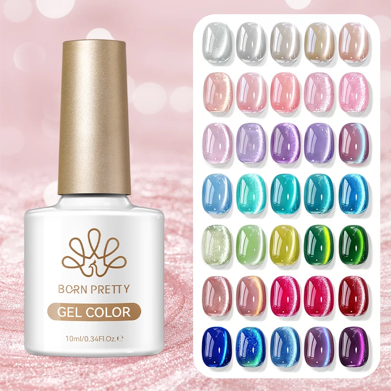 BORN PRETTY 10ml 35 Colors Cat Magnetic Gel Polish Water Light Summer Holographics Soak Off Long-Lasting UV Gel Nail Art At Home