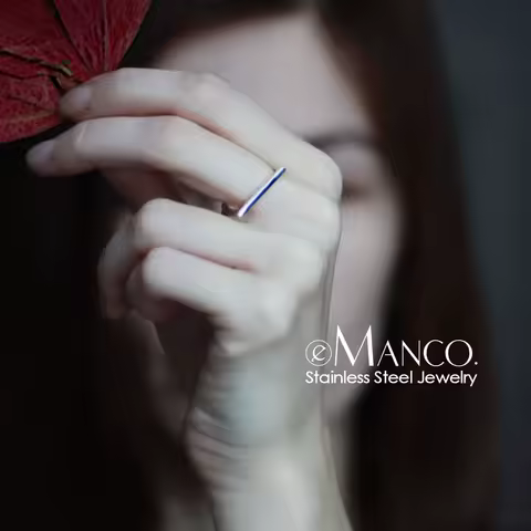 eManco Stainless Steel Silver Color Minimalist Style Linear Geometric Office Chic Style Ring Women Daily Wear Trendy Accessory
