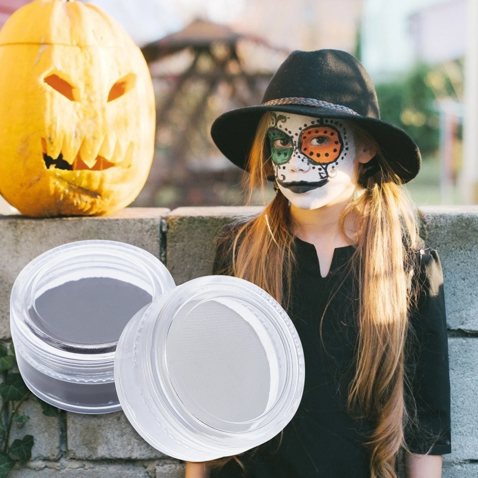 2Pcs Face Paint Kit Black White Wax Waterproof Halloween Body Paint Set Special Effects Makeup Party Carnival