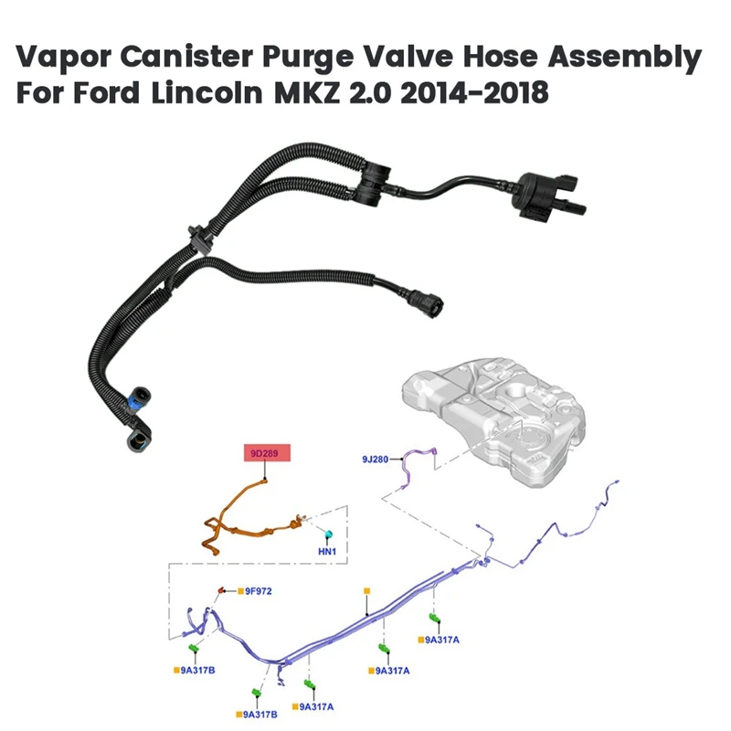 Car Vapor Canister Purge Valve Hose Assembly DG9Z-9D289-PPL For Ford Lincoln MKZ 2.0 2014-2018 DG9Z-9D289-DG ADG9Z9D289P