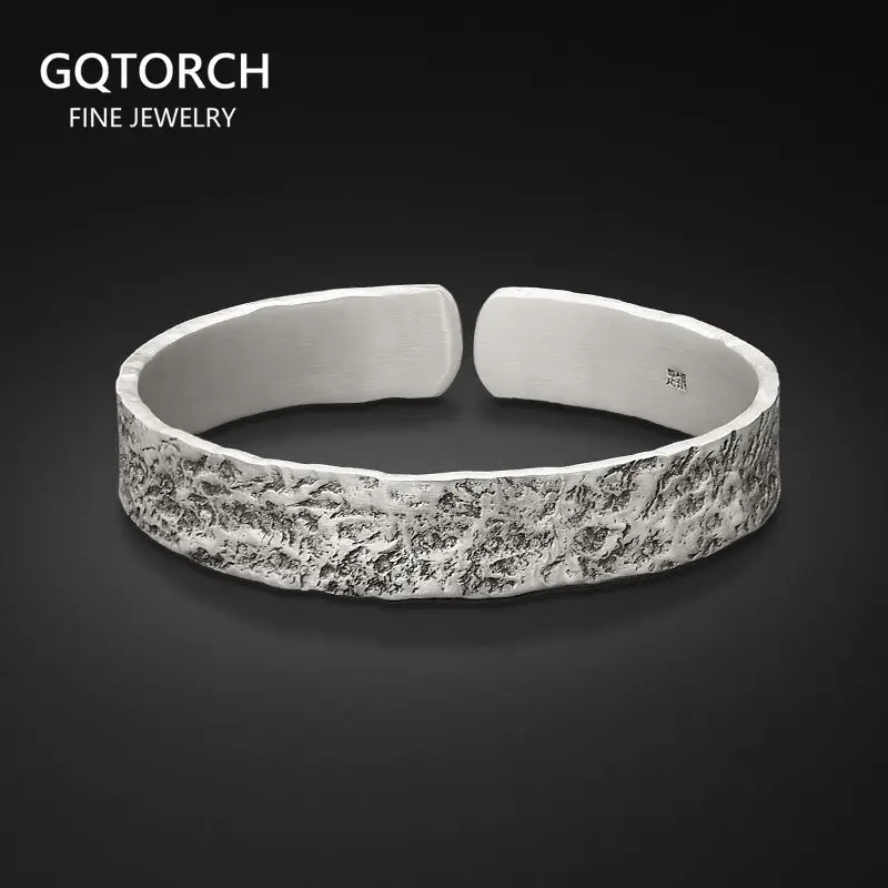 Brazaletes de plata de ley 999 para hombres y mujeres, brazalete vikingo de 7mm y 11mm de ancho, joyería antigua hecha a mano