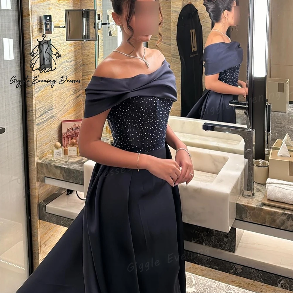 Giggle Off-the-Shoulder Luxury Beads Satin elegant Party formal gowns woman Floor-Length  saudi Evening dresses 2024 فساتين سهرة