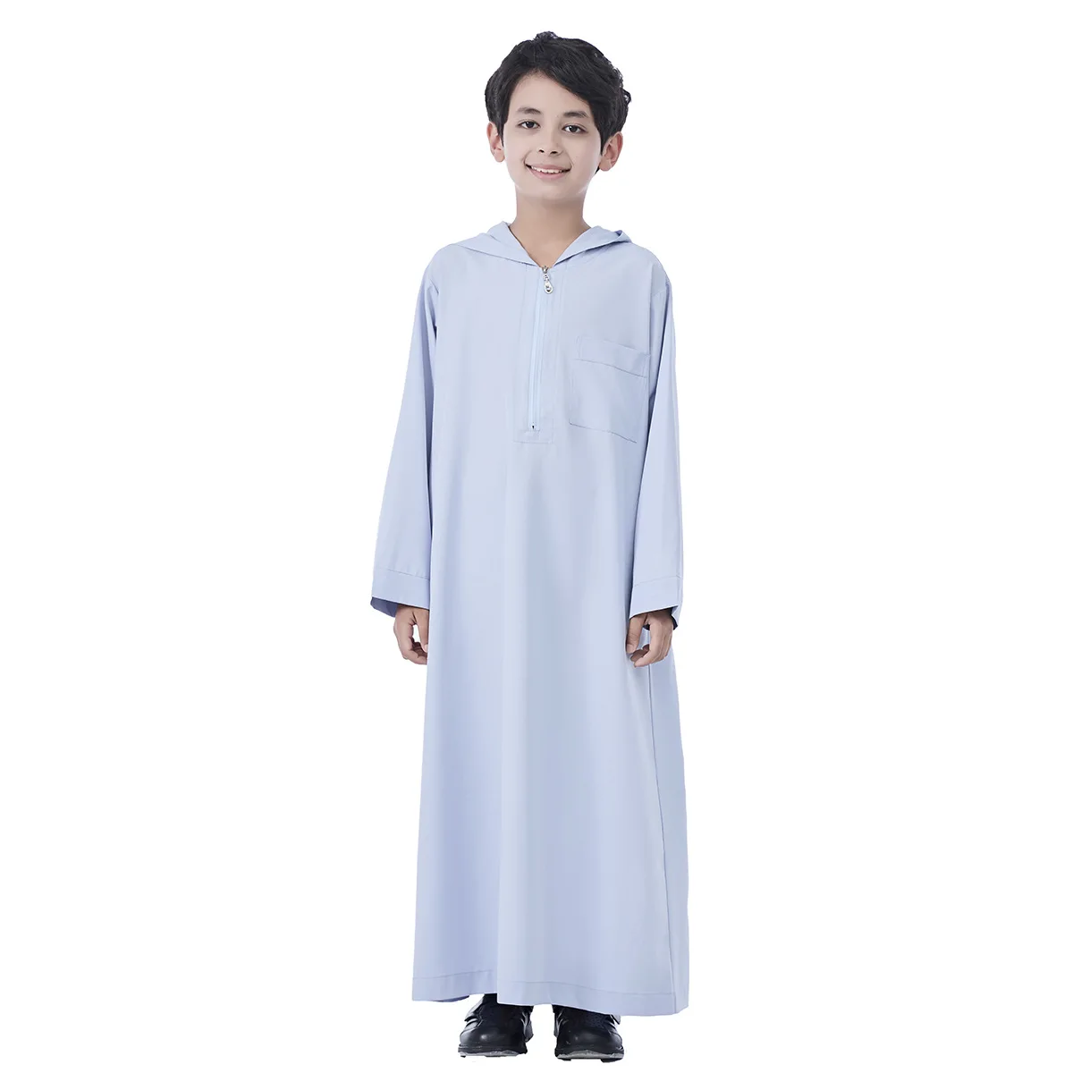 2025 Anak Laki-laki Jubba Thobe Muslim Berkerudung Abaya Timur Tengah Arab Kaftan Gamis Dubai Pakaian Islami Gaun Ramadhan Dishdasha Jubba
