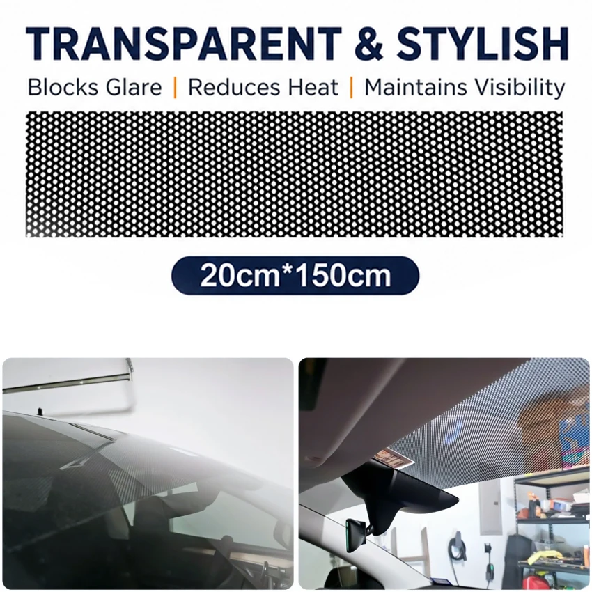 20x150cm Car Sunshade Protector Stickers Universal Front Windshield Decals Auto Front Window Protector Grid Matte Bright Sticker
