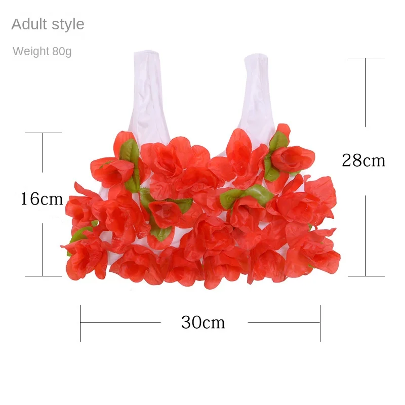 New Colorful Hawaii Flower Bra Floral Camisoles  Hula Dance Costume Cosplay Party Christmas Decoration   Year