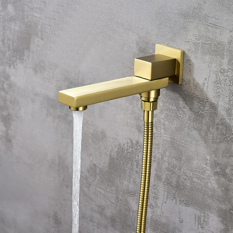 

Wall Mounted Solid Brass Shower Spout Diverter Valve Shower Mixer Square Faucet