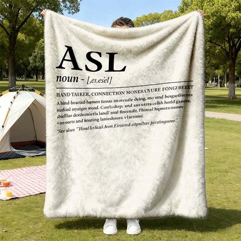 ASL Definition Flannel Blanket, American Sign Language Flannel Blanket, Deaf Awareness Flannel Blanket, Gift for ASL