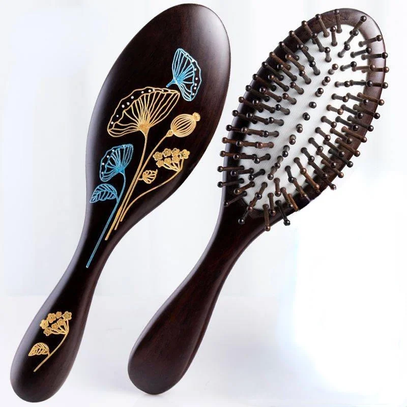 

Hair Comb Nature Ebony Wooden Anti-Static Detangle Hair Scalp Massage Comb Air Cushion Styling Tools for Women Men