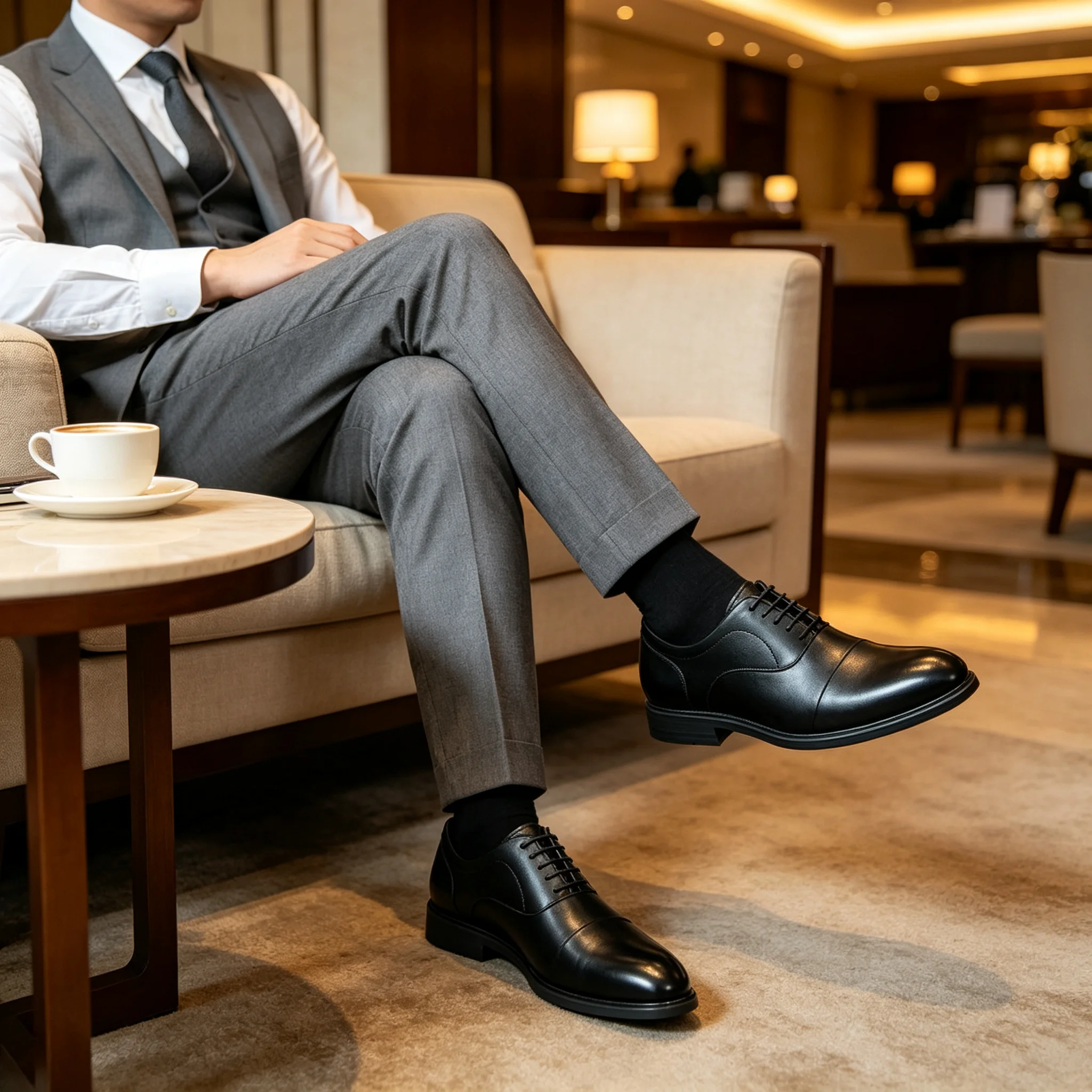 Desai Herrenschuhe, elegante Oxford-Schuhe aus Kunstleder, klassisches Design, für Herbst und Winter, breite Passform, Herrenschuhe für das Büro, stilvolle Schuhe für Männer. – Detail 5