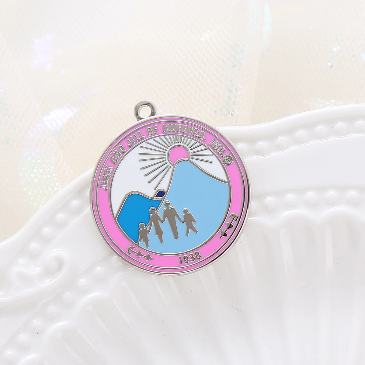 Eco Friendly Metal Alloy Baby Pink Blue Color Member Associate Jack And Jill Pendant 1938 JJ Charm Accesssory