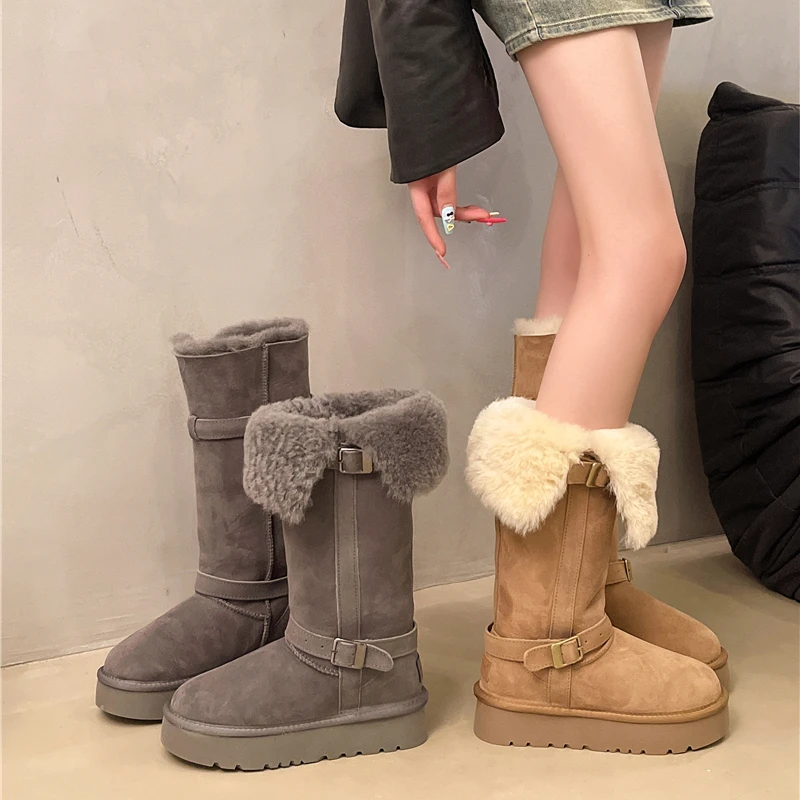 Long Boots for Women Platform Snow Boot 2027 New Knee Length Boot Winter Plush High Tube Insulation Large Cotton Shoe Women Shoe