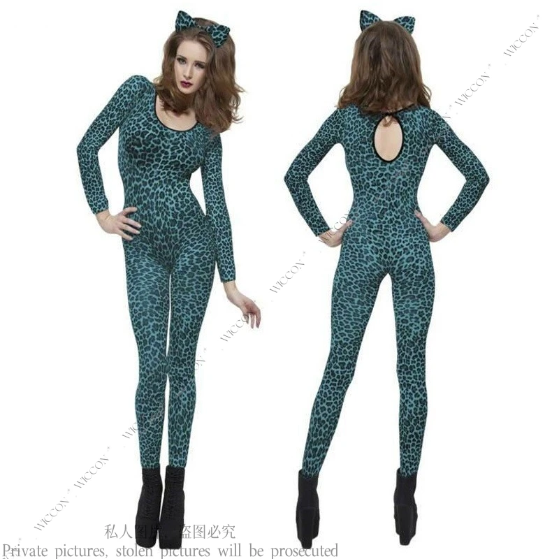 Tiger Cat Leopard Print Cosplay Costume Halloween Party Jumpsuit Woman Man Role Play Performance Dress Stage Costume Sexy