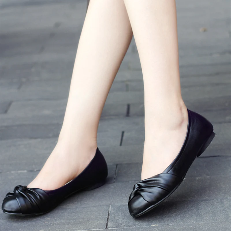 Casual Women\'s Flat Loafers Shoes Flock Shallow Flats Spring Autumn Comfortable Ballet Shoes Ladies Work Loafer Shoes Large Size