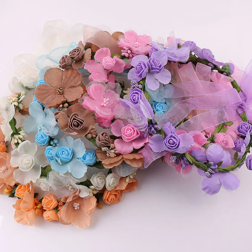 

3Pcs Bridal Rose Hair Hoop Simulation Wreath Wedding Engagement Party Headband Performance Supplies for Women Girls