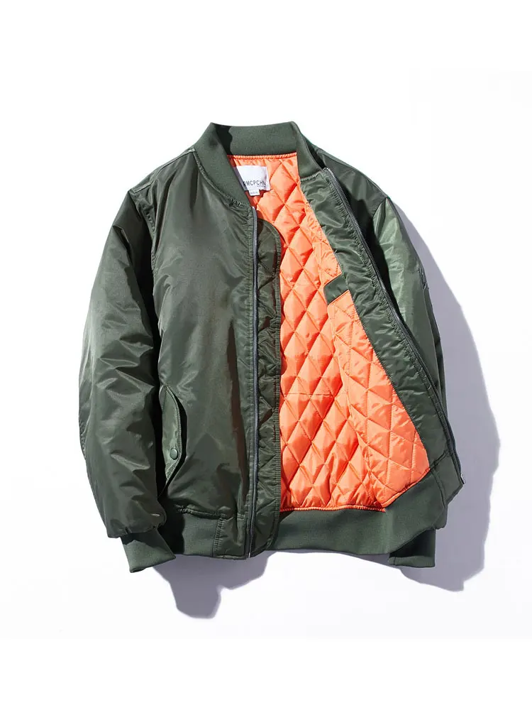 الرجال Thiened القطن Jaet MA الطيار معطف الخريف الشتاء البيسبول Sle الشباب الاتجاه ort سستة إغلاق معطف اللون #1