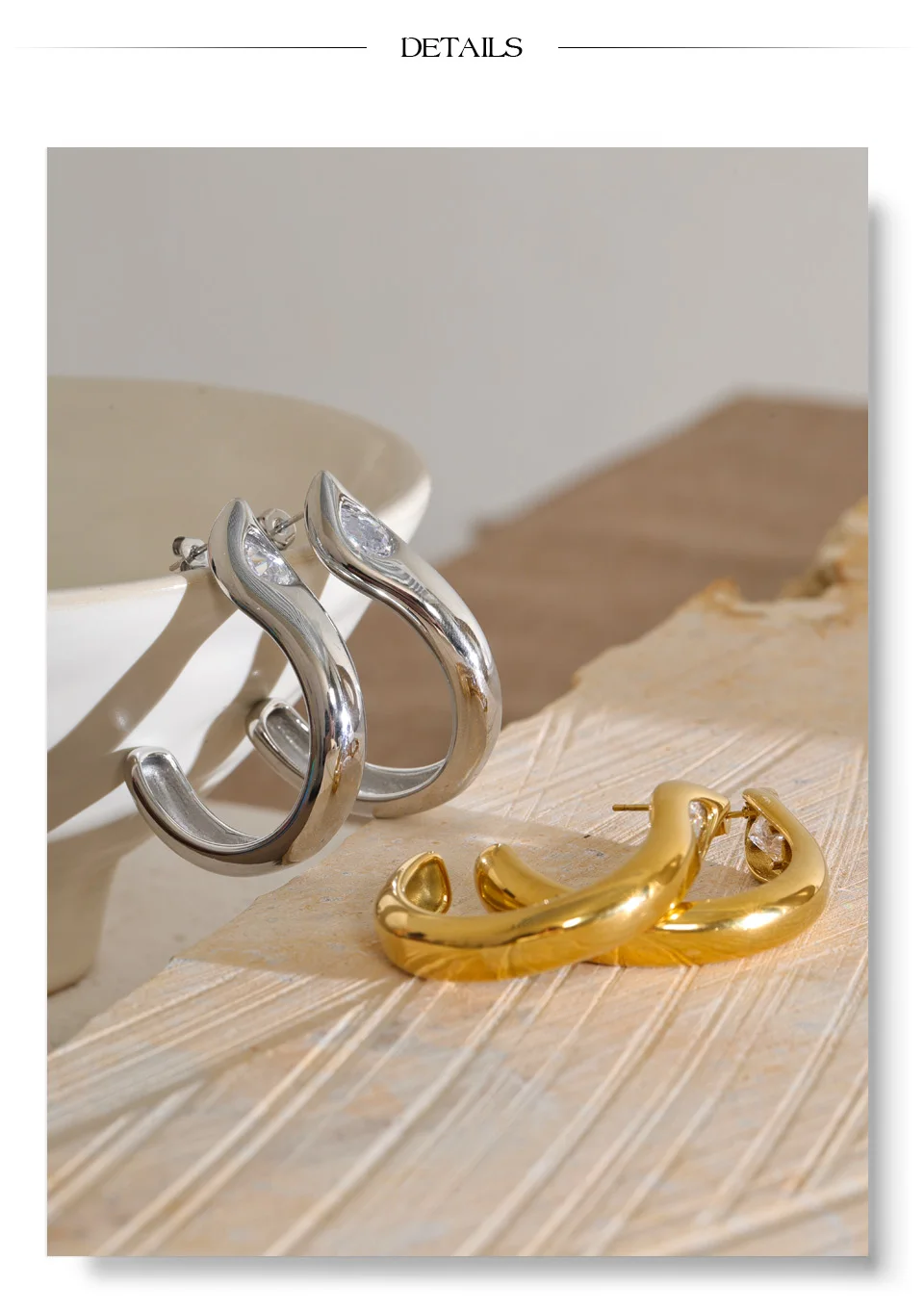 Yhpup Edelstahl-Zirkonia-Schlangen-Guss-Ohrringe, Hypoallergener Metallschmuck für den täglichen Gebrauch, Charmante Ästhetische Accessoires – Detail 6