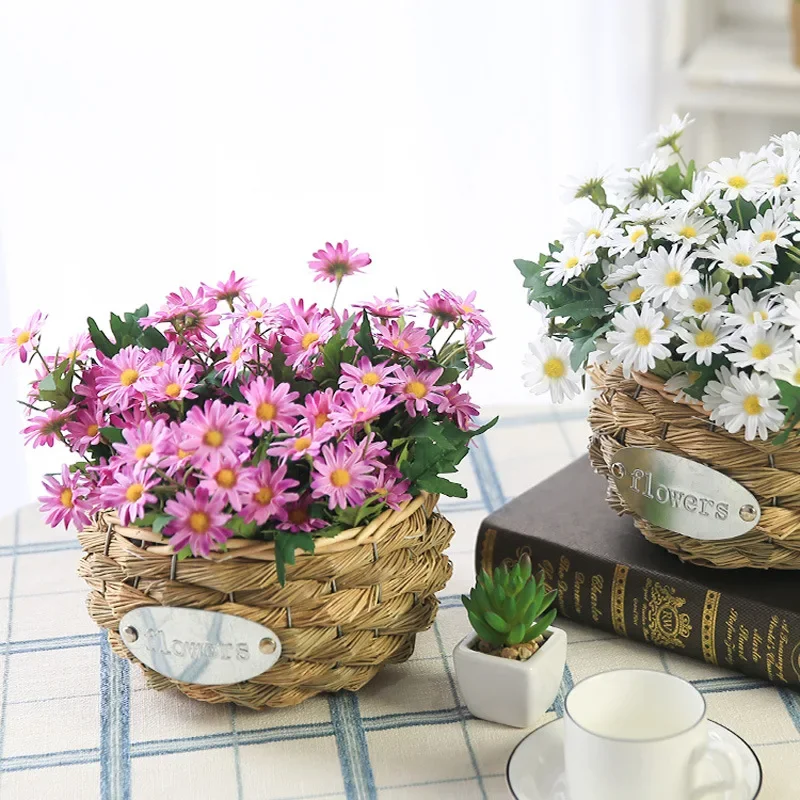 35CM Artificial 24 Head Small Daisy Bouquet, Rural Wild Chrysanthemums  Chamomile Indoor Decoration Decoration