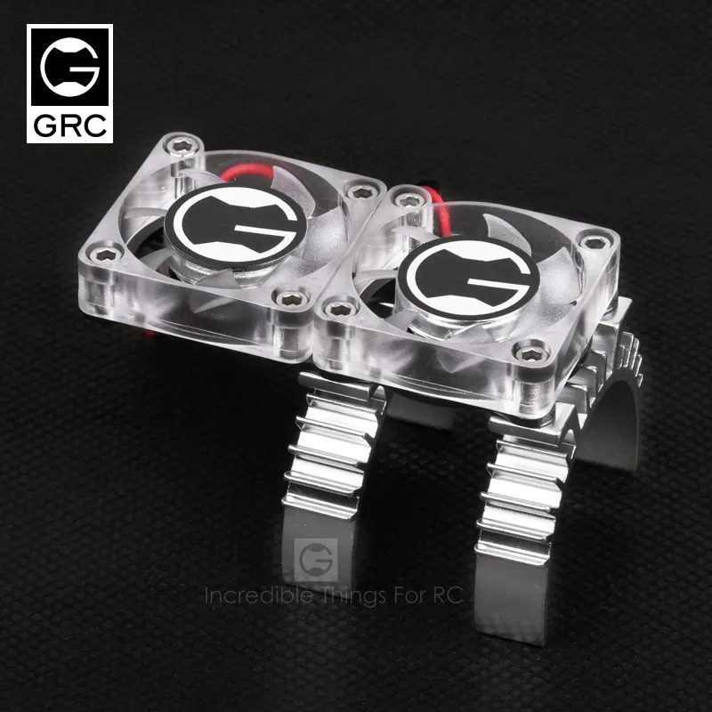 GRC Thermal Sensor Radiator for 1/10 RC Crawler 35-36mm Motor Heat Sink Cooling Dual Fan Parts Accessories